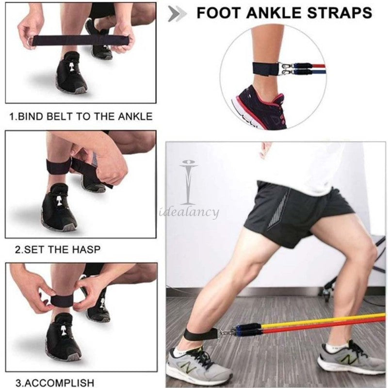 11 Pcs Fitness Power Resistance Bands Set