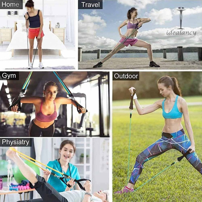 11 Pcs Fitness Power Resistance Bands Set