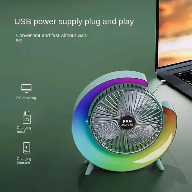 RGB Multifunction USB Desk Fan with Mood LED & 3 Speeds