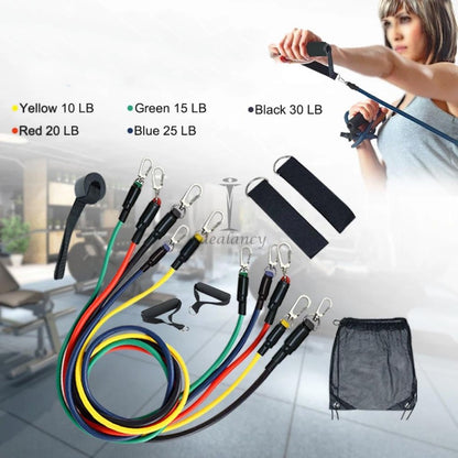 11 Pcs Fitness Power Resistance Bands Set