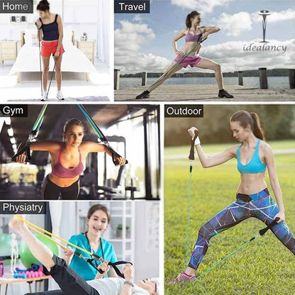 11 Pcs Fitness Power Resistance Bands Set