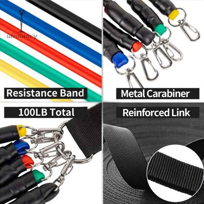 11 Pcs Fitness Power Resistance Bands Set