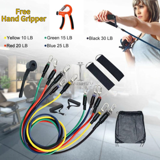 11 Pcs Fitness Power Resistance Bands Set