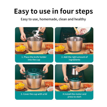 Electric Automatic Food Processor & Meat Chopper 2 & 3 Litre Stainless Steel Bowl – 2 Speed & 4 Blades