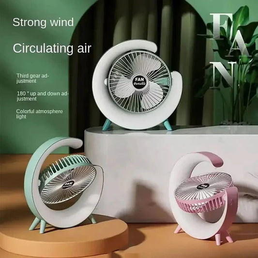 RGB Multifunction USB Desk Fan with Mood LED & 3 Speeds