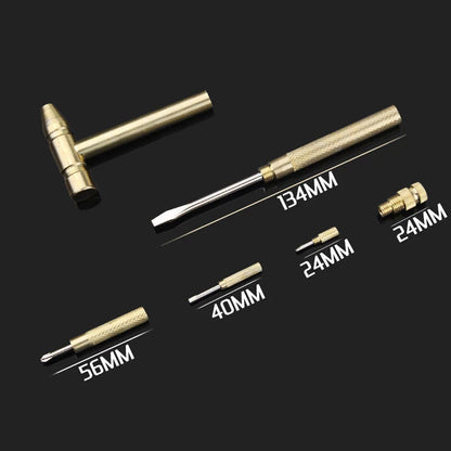 5 in 1 Micro Mini Multifunction Multi Brass Hammer 3 kinds Screwdriver Bits Tool